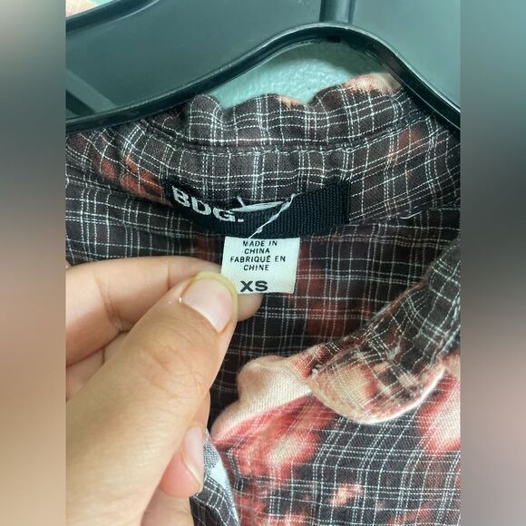 BDG Bleach Burnout Handmade Black and Orange Casual Button Down Shirt Sz XS - Picture 3 of 5